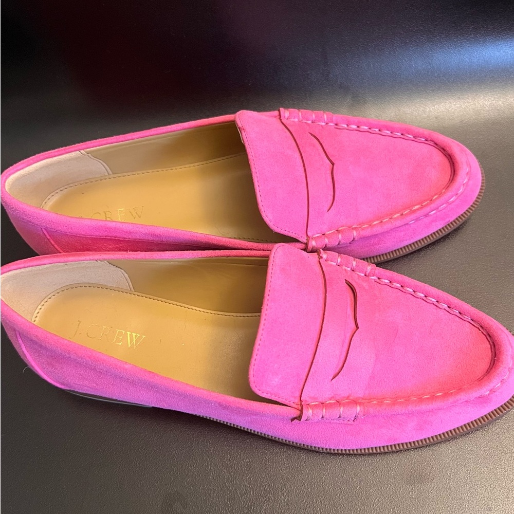 J.Crew Womens Suede Penny Loafers- Pink